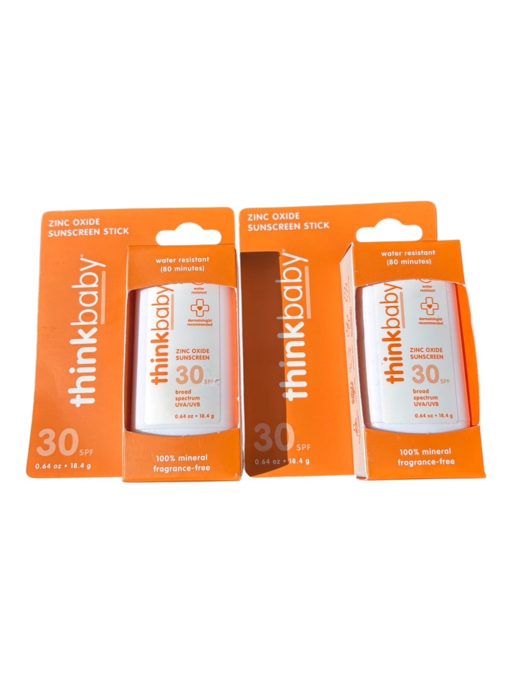 Zinc Oxide Sunscreen Stick SPF 30 - two .64 oz packages NIB
